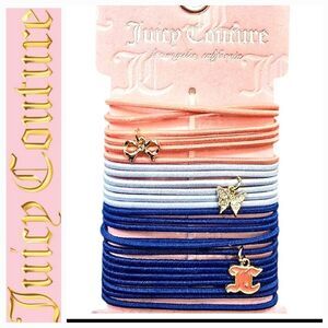 Juicy Couture JC Logo, Butterfly, & Bow Charm Slim Hair Scrunchies